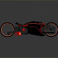 Futuristic Space Inspired Motorcycle With Black Body Red Lines And Streamlined Design