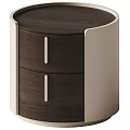 Modern Dark Wood Nightstand With Two Drawers And Metal Handles Light Side Panels