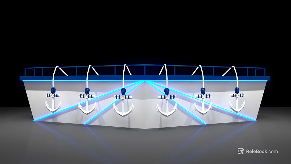 Commercial Equipment With Anchor Design Blue Lighting And Multiple Units Arrangement 3d model 