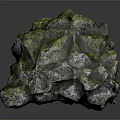 Natural Green Moss Covered Stone Material With Rough Textured Surface Details 3d model