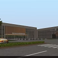 Zhigu Park Modern Building Exterior With Glass Curtain Wall Trees And Vehicles