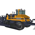Yellow Tracked Utility Vehicle with Front Blade and Cab for Construction Tasks 3d model