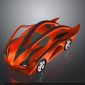 Red Sports Car With Black Stripes and Sleek Aerodynamic Design 3D Render Shiny Surface