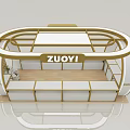 ZUOYI Specialty Store With White And Gold Arch Design And Display Counters