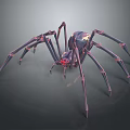 Artistic Sci Fi Spider 3D Model With Dark Body Pink Red Legs And Red Eyes