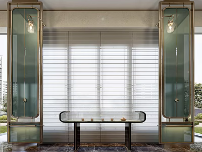 Modern Glass Room Divider Screen With Metal Frame And Ambient Lighting 3d model