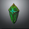 Ornate Green Decorative Artwork With Intricate Gold Accents And Textured Surface