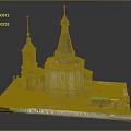 Ancient Russian Style Church Building With Stone Structure Spires Domes And Bell Tower