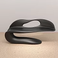 Modern Black Curved Public Chair With Hollow Out Design On Light Floor