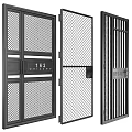 Modern Metal Swing Door With Grid Design Welcome Sign And 162