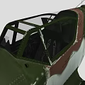 Vintage Military Fighter Aircraft with Camouflage Paint Green Brown Colors Iron Cross Insignia Yellow Propeller Design