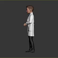 Boy Doctor In White Coat With Blue Tie Standing Against Grey Background