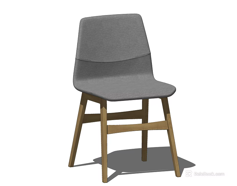 Gray Fabric Leisure Chair With Wooden Legs And Modern Minimalist Design 3d model 