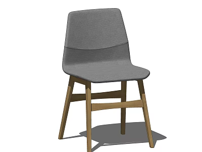 Gray Fabric Leisure Chair With Wooden Legs And Modern Minimalist Design 3d model