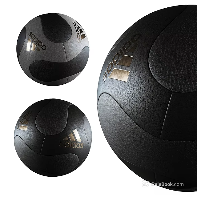 Adidas Black Medicine Balls As Sports Equipment With Leather Texture 3d model 