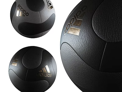 Adidas Black Medicine Balls As Sports Equipment With Leather Texture 3d model