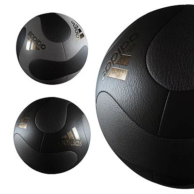 Adidas Black Medicine Balls As Sports Equipment With Leather Texture 3d model