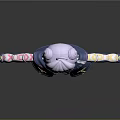 3D Anime Style Character Girl With Purple Twintails Blue White Dress Yellow Decorations Open Arms