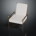 Elegant Modern Accent Chair With White Upholstered Seat Back And Brass Metal Frame Round Accents
