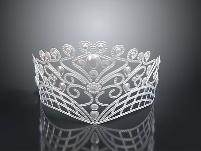 Elegant Silver Crown With Intricate Filigree Patterns And Pearl Embellishments As Lifestyle Accessory 3d model