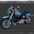 Turquoise Custom Vintage Motorcycle With Chrome Details And Black Leather Seat