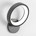 Modern Circular Wall Lamp with Black Frame and Soft White Illumination 3d model