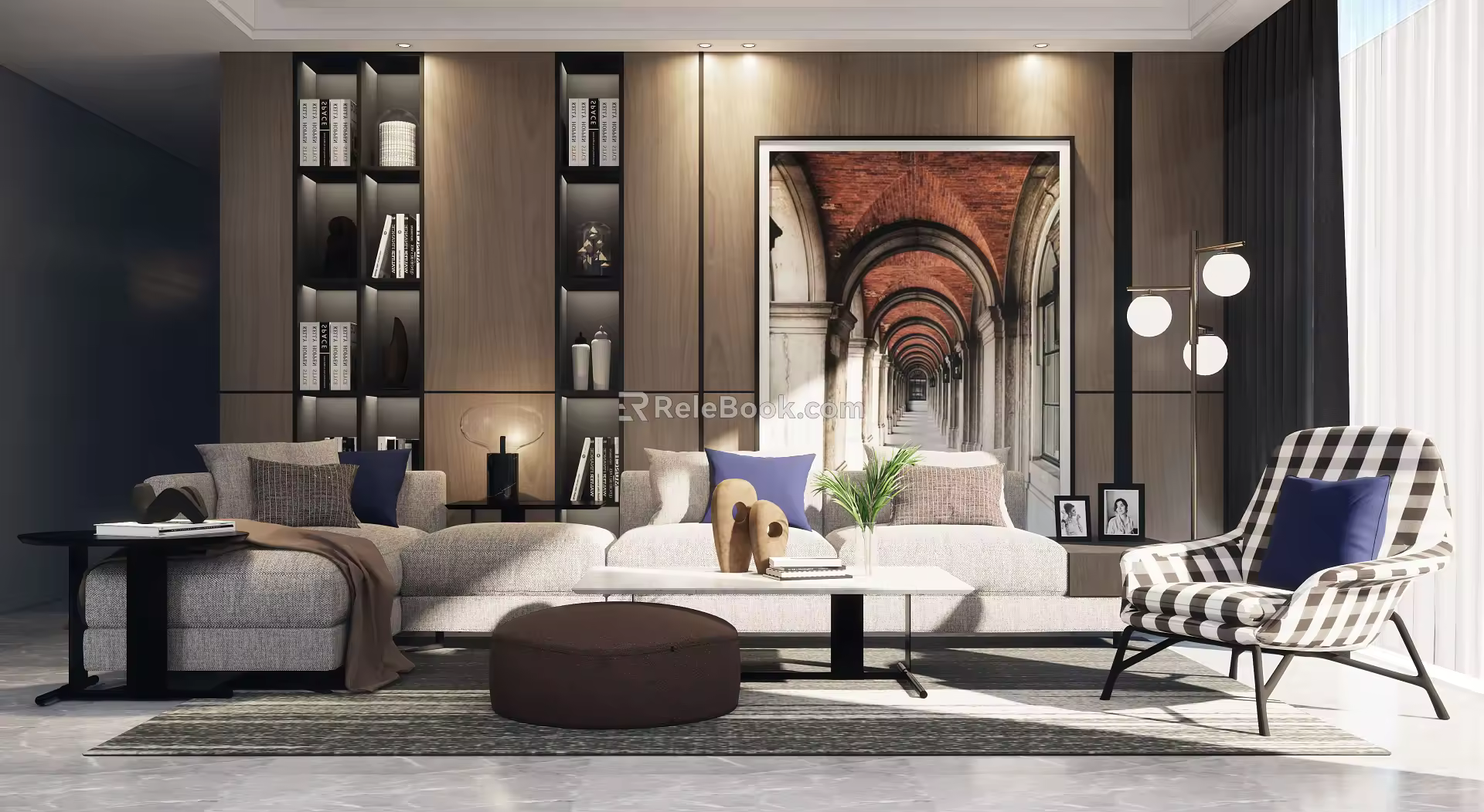 Modern sofa coffee table combination 3d model