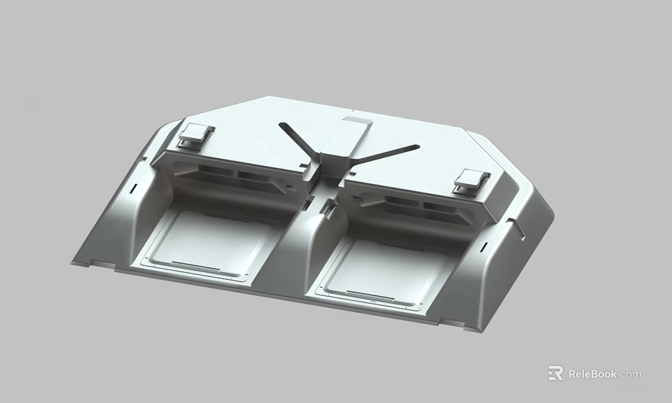 Modern Gray Industrial Mechanical Component With Dual Compartments And Surface Panels 3d model 
