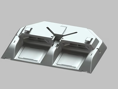 Modern Gray Industrial Mechanical Component With Dual Compartments And Surface Panels 3d model