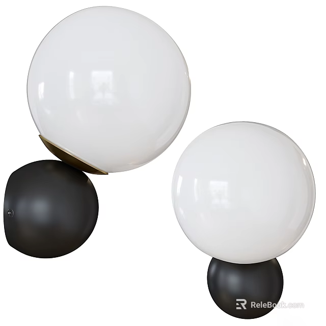 Modern Wall Lamps With White Globe And Black Base For Interior Decor 3d model