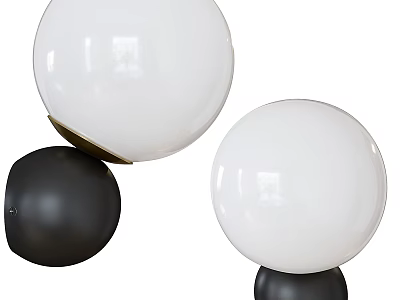 Modern Wall Lamps With White Globe And Black Base For Interior Decor 3d model