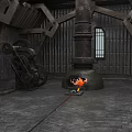 Industrial Style Scene Featuring Large Metal Structures Burning Furnace Gears And Mechanical Devices