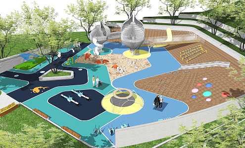 Modern Playground Children's Playground Activity Area Landscape Amusement Facilities 3d model