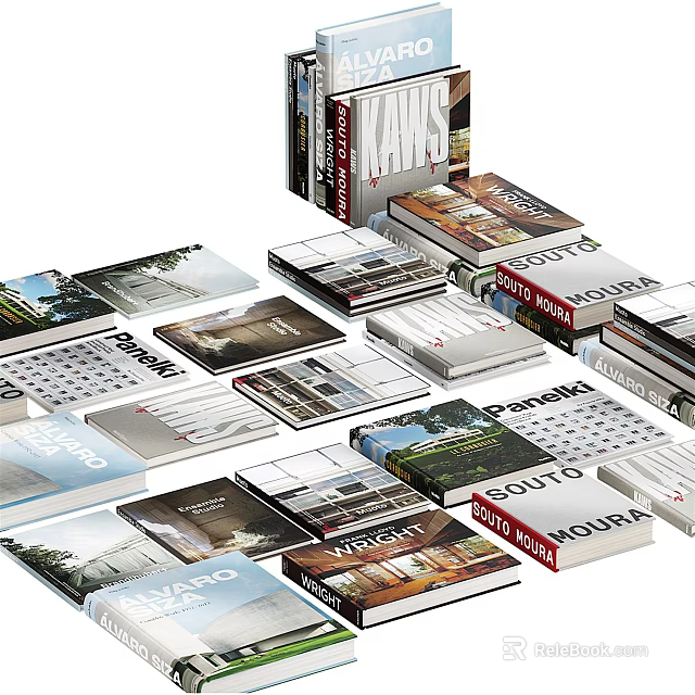 Books And Magazines With Diverse Covers Featuring Architecture And Scenery 3d model 