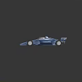 Two Blue Streamlined Formula Racing Cars With Aerodynamic Body And Rear Wings