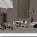 Minimalist Modern Interior Design With Leisure Chair Spiral Wall And Side Table
