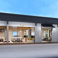 Modern 4S Auto Showroom Displaying Red White Cars With Glass Front And Modern Design