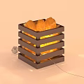 Square Wooden Frame Decorative Lamp With Yellow Crystal Stones And Warm Light
