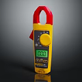 Electronic Clamp Meter With Red Yellow Housing And Digital LCD 3d model