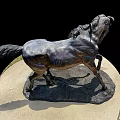 Artistic Bronze Horse Sculpture with Adult and Foal on Circular Base