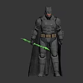 Detailed Batman Armored Action Figure In Metallic Suit With Cape And Green Weapon