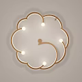 Modern Cloud Shaped Ceiling Light With Unique Gold Frame And Light Bulbs 3d model