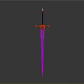 3D Model Of Red And Purple Sword With Decorative Hilt And Shiny Blade