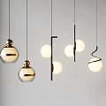 Minimalist Modern Pendant Lights With Spherical Glass Bodies And Metal Rods For Interior Decor