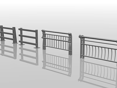 Modern Stylish Metal Fences With Various Railing Designs For Outdoor Use 3d model
