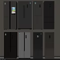 Modern Refrigerators and Freezers with Various Styles Different Colors Neatly Arranged
