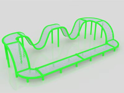Outdoor Green Wavy Climbing Playground Equipment With Net Structure For Children 3d model
