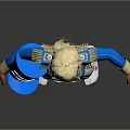 Blonde Haired Character In Blue White Uniform With Gold Accents Shorts Boots And Blue Bag