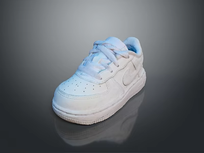 Stylish White Casual Sneakers Lace Up Low Top Design For Everyday Comfortable Wear 3d model