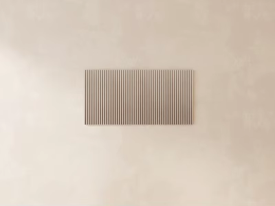 Modern Vertical Striped Metallic Decorative Component Installed On Beige Home Wall 3d model